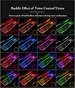 デスクトップノートブック用のメカニカルフェリングゲーミングキーボードを備えたレインボーマーキーバックライト付き吊り下げキーキャップ付き音声コントロールキーボード - Product Image 5