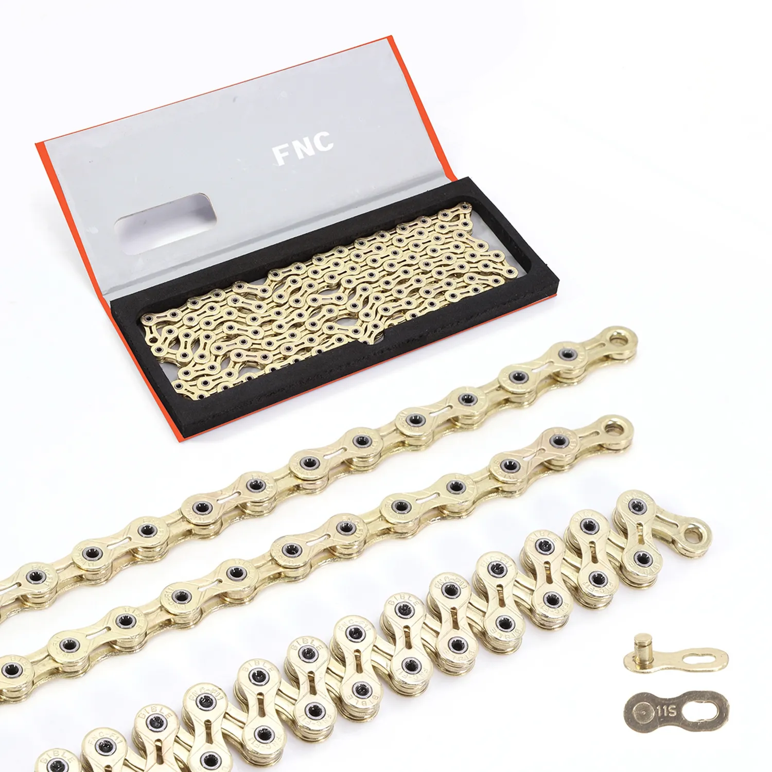 High quality FNC 11 speed golden antirust stainless steel hollow road mountain bike bicycle chain