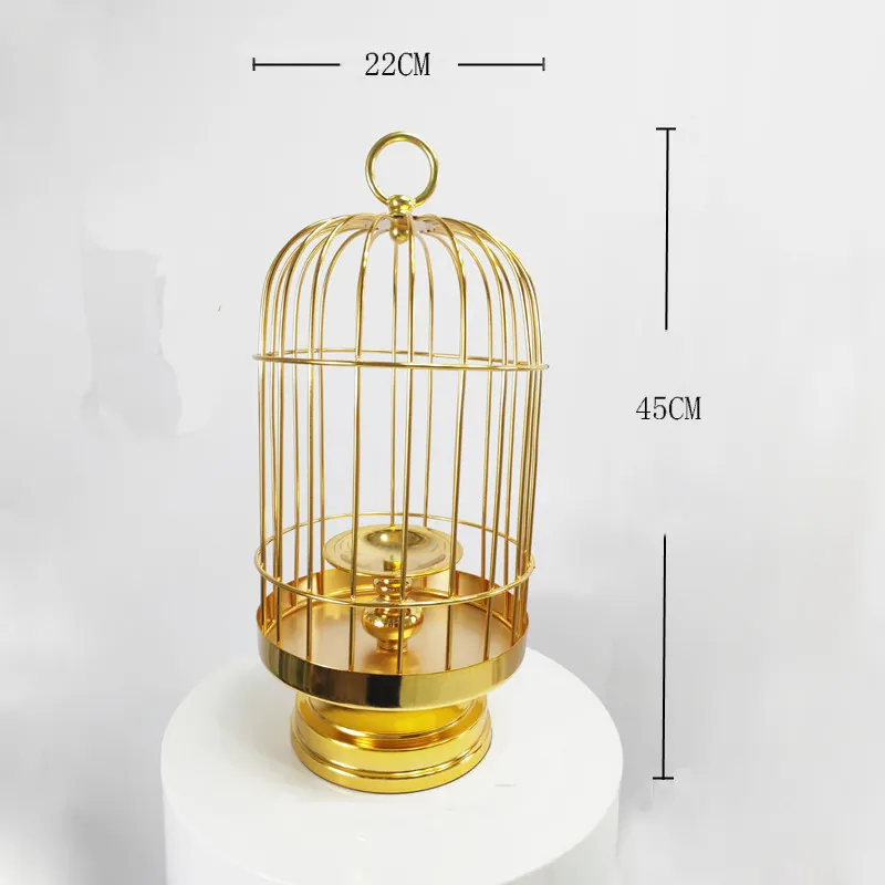 Oro gabbia di uccello di metallo supporto di candela per la cerimonia nuziale Centrotavola