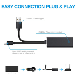 Chromecast 1อะแดปเตอร์อีเทอร์เน็ต USB 2.0ถึง RJ45การ์ดเครือข่าย Micro USB สำหรับ Google Chromecast 2อัลตร้าเสียงทีวีติด - Product Image 3