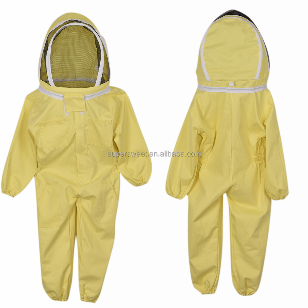 Apiculture Vented Beekeeping Clothing Suits ventilated Cotton Child Size Bee Suit Kids with Round Veil