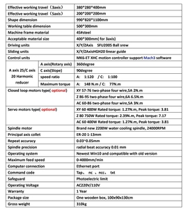 3040数控刳刨机XYZAC 5Axis 45 # 钢数控2.2kw钢结构闭环或伺服电机雕刻铣削切割机 - Product Image 4