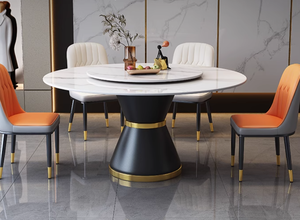 Bàn ăn và Ghế kết hợp nhà tối giản hiện đại bàn tròn kiểu Ý với bàn xoay bàn ăn đá tròn - Product Image 5