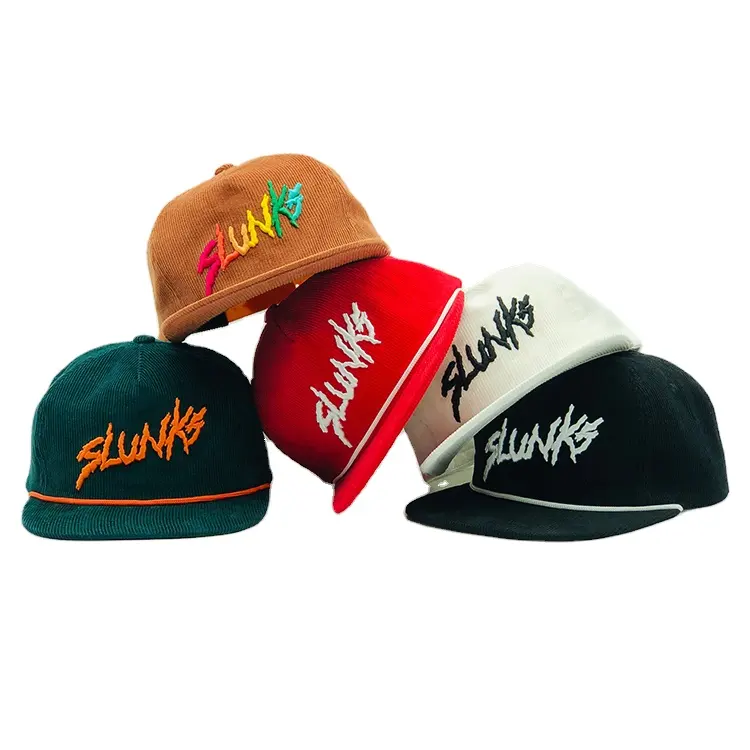 5 Panel Unisex spor Vintage kadife 3D nakış logosu yumuşak yapılandırılmamış ayarlanabilir rap şapkası şapka