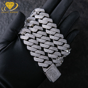 Güzel takı kolye GRA 925 küba bağlantı zinciri buz dışarı 15mm 18mm 20mm Vvs elmas mozanit rapçi Hip Hop zinciri küba bağlantı - Product Image 2