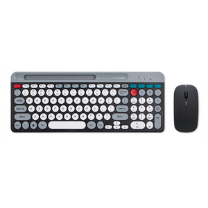 Juego de teclado y ratón inalámbricos de modo dual de 4 canales, teclado redondo Punk, combinación de ratón y teclado recargable - Product Image 2