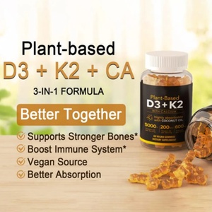 Vegan Vitamin D3 + K2 Gummy SupplementsVitamin <span class=keywords><strong>D</strong></span> dengan Mk7 K mendukung kalsium untuk tulang yang lebih kuat & Kesehatan imun - Product Image 4