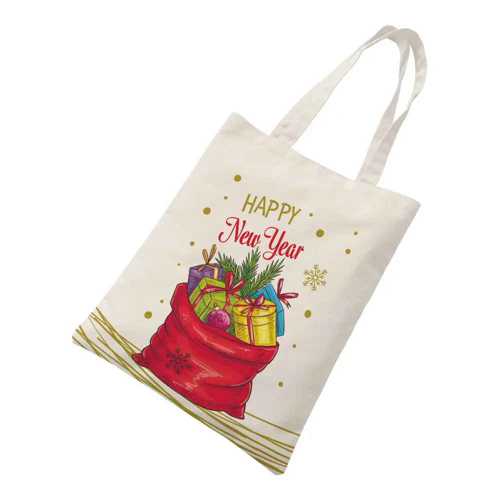 Totebag in tela con Logo personalizzato fai da te Eco-Friendly drogheria in cotone riutilizzabile, borse da Shopping per natale