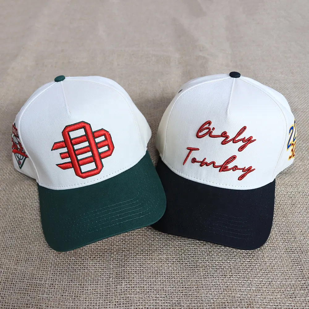 Gorra de béisbol con logotipo personalizado para hombre, gorro de béisbol con logotipo personalizado, bordado en dos tonos, 5 paneles