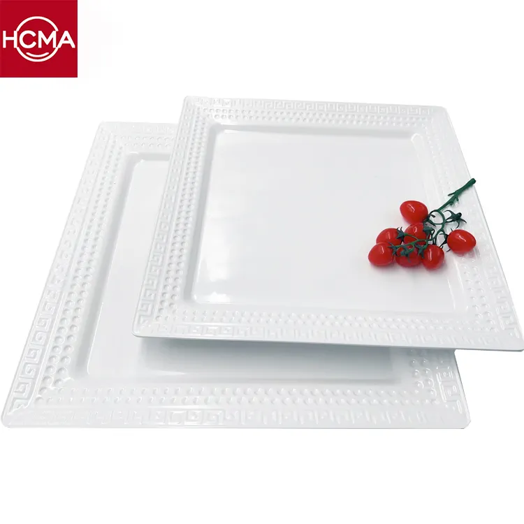 100% bianco ovale quadrato rotondo Super grande piatto per ristoranti hotel casa Modem in plastica stoviglie in melamina> 10