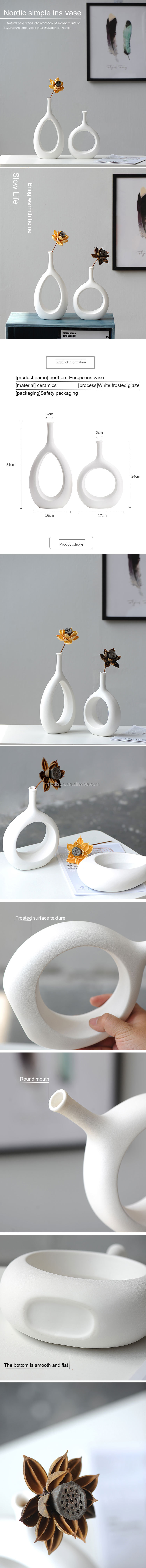 Nordic white ceramic vase home decoration flower arrangement hydroponic ornaments
