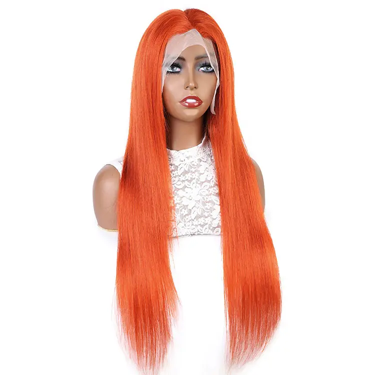 32 Inches 200% Density Brazilian Human Hair 13X6 Hd Thin Wet And Wavy Pink Ginger Orange 613 Lace Front Wig For Black Women