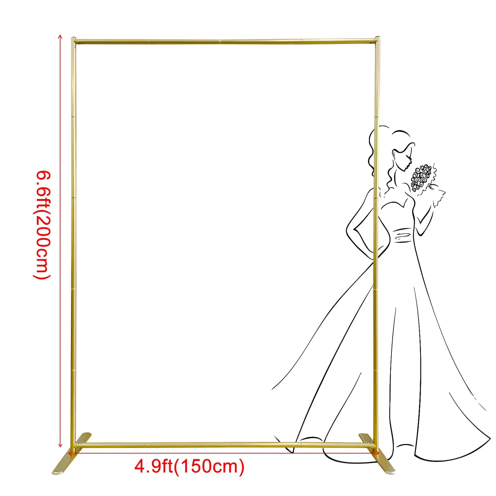 Wholesale 6.6 x 5 ft Adjustable Gold Square Aluminum Balloon Wedding Flowers Metal Backdrop Frame Stand for Wedding Party