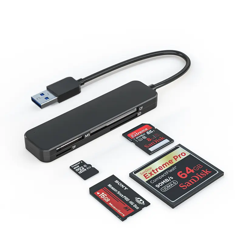 Lector de tarjetas 4 en 1 Fabricante SD TF MS CF Lector de tarjetas USB 3,0 para tarjeta de memoria