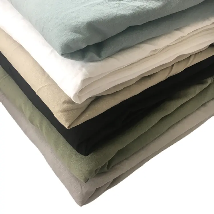Tissu grès à couleur unie, mélange doux et teint uni, 55% lin 45% coton, pour tissu
