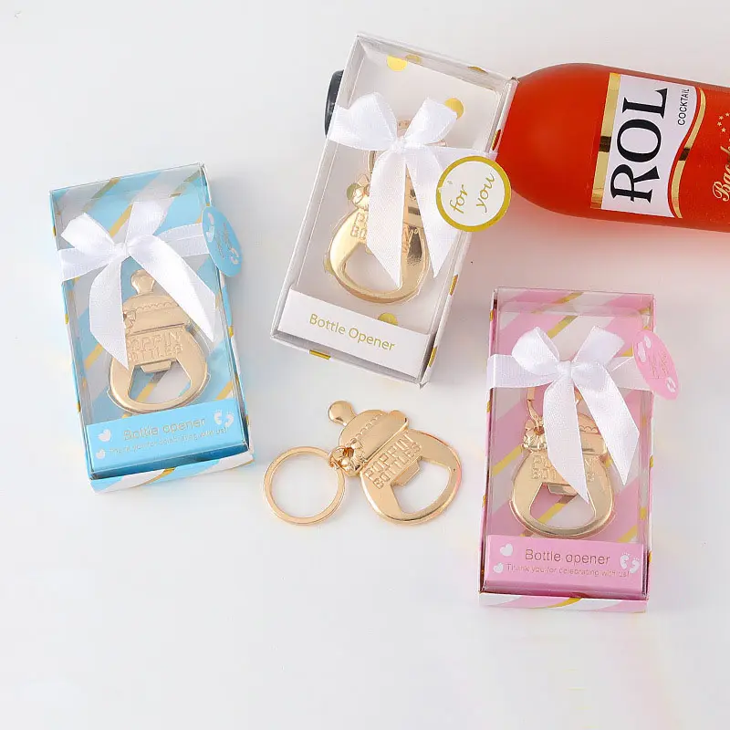 Porte-clés en forme de bouteille en or, articles cadeaux d'anniversaire, cadeaux Souvenir pour Baby Shower