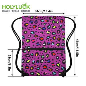 Mochila con cordón multibolsillo reutilizable Holyluck, cordón impreso, bolso con cordón de poliéster ecológico, impermeable - Product Image 2