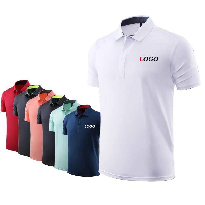 Grosir Polyester 4 cara peregangan desainer kosong polos Golf Polo kemeja seragam bordir Logo kustom Lapel Polo Shirt