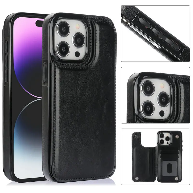 Luxo Anti-drop Leather Fold Wallet Caixa do telefone móvel Multi Card Slots com suporte Tampa traseira do telefone para iphone 15 14 13 12 11