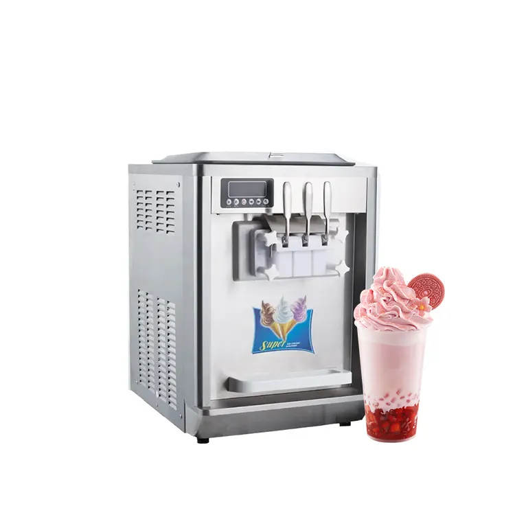 Máquina De Sorvete De Aço Inoxidável Thee Flavors Frozen Soft Ice Cream Machine