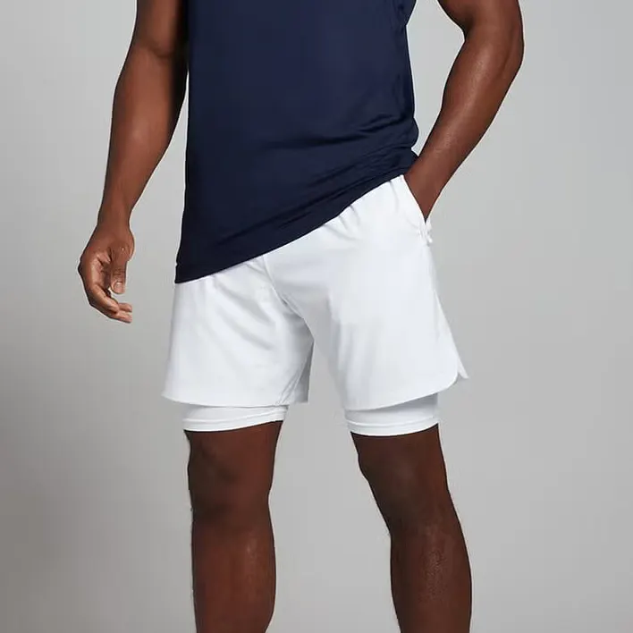 Celana pendek olahraga atletik 2-In-1, celana Joger Gym kebugaran, celana pendek olahraga lari Logo kustom kosong