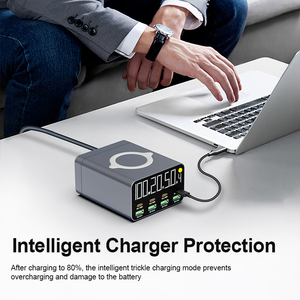 Yeni PD + QC 120W şarj 8 port çok şarj istasyonu kablosuz dijital ekran iPhone dizüstü Tablet Android telefonlar için pedleri - Product Image 5