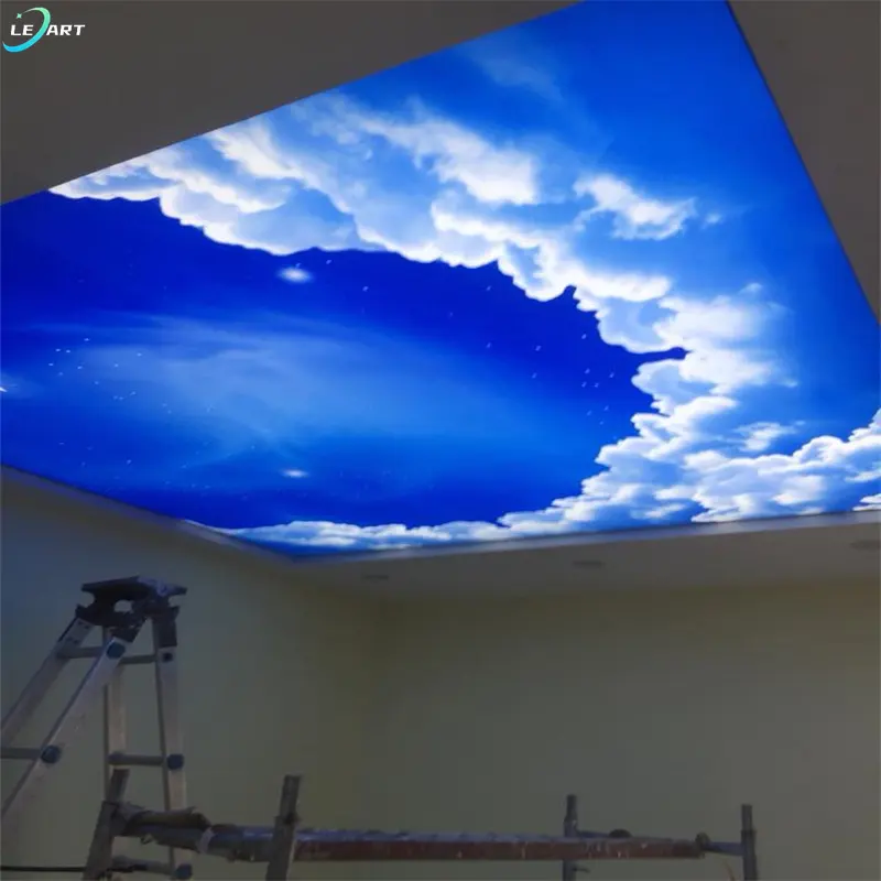 Decorative Aluminum Ceiling Panel Waterproof Blue Sky Clouds Images Suspended Ceiling Design