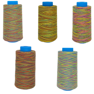 Precio de fábrica 402 en Stock, hilo de coser de poliéster hilado 100% teñido de arcoíris multicolor personalizado - Product Image 6