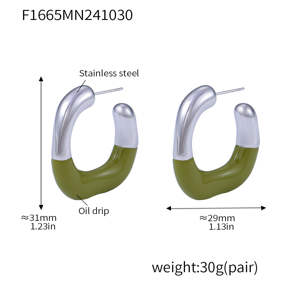 Boucles d'oreilles goutte d'huile verte de couleur F1665-steel