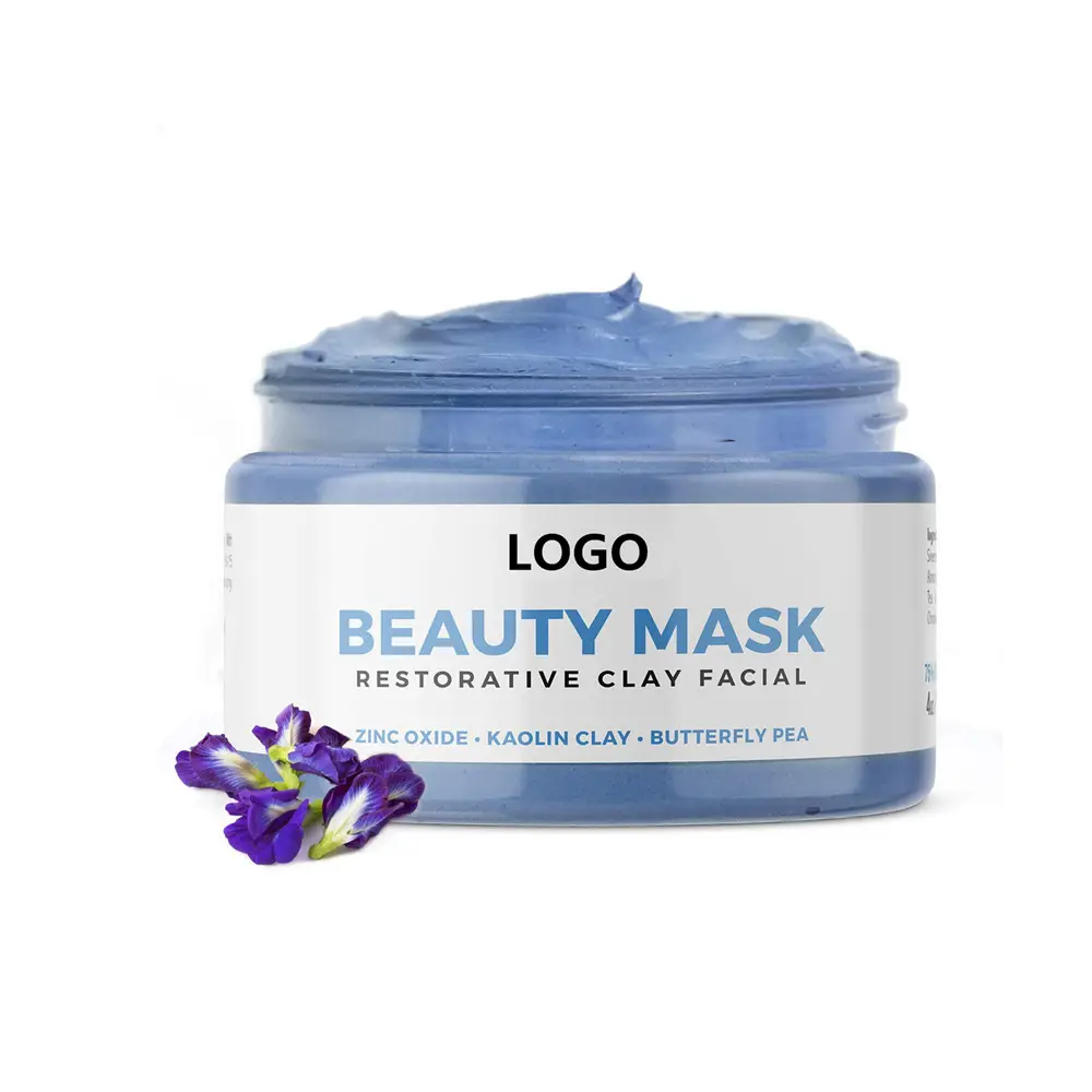 Etiqueta privada pea flor borboleta kaolin, argila, limpeza profunda, removedor de cravo anti acne, máscara hidratante de beleza facial