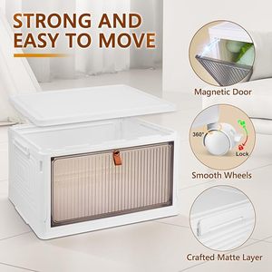 プラスチック製折りたたみ式収納オーガナイザー4層スタッカブル収納ボックスビンふた付きキッチンベッドルームリビングルームスタディオフィス - Product Image 3