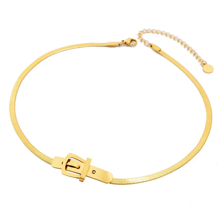 Collar de cadena de serpiente de acero inoxidable chapado en oro de 18K para mujer, superventas