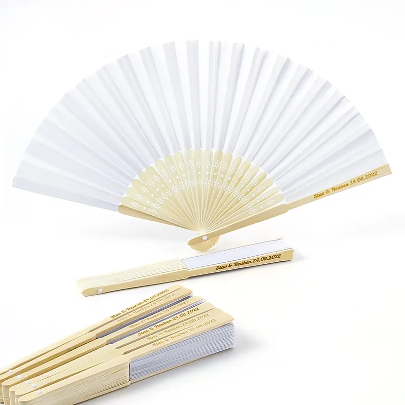 Ventilatore di carta pieghevole bianco di bambù cinese portatile per regali di nozze per festa di compleanno decorazione per bambini pittura