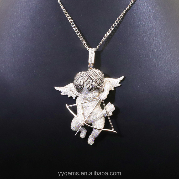 Pendentif Ange Cupidon - Moissanite argentée