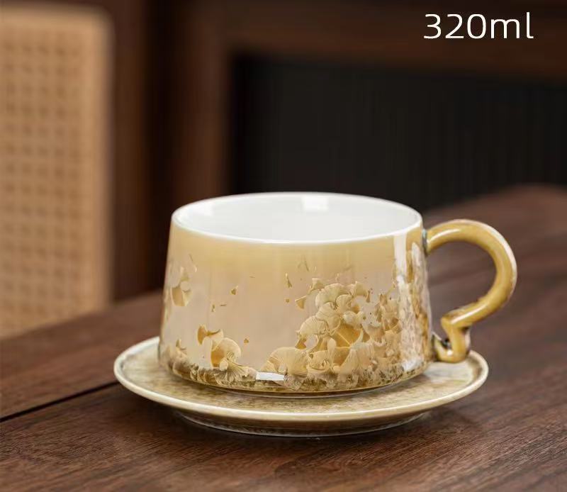 Taza de café con plato, cristal amarillo North 1.