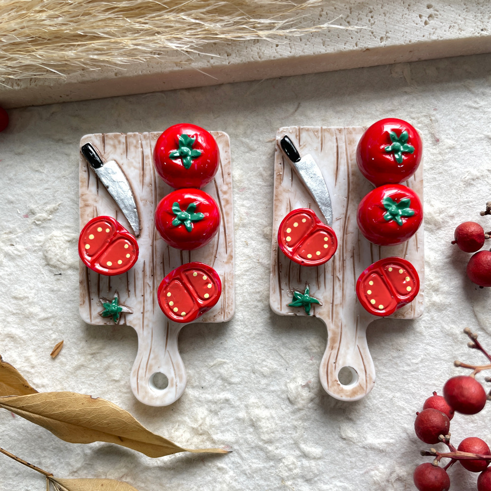 Planche à découper rouge tomates 37*66mm