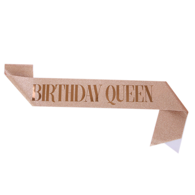 Rose gold and golden birthday queen