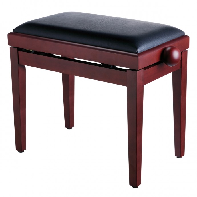RS-232-2 Matte Mahogany Bench with Black Leather Cushion