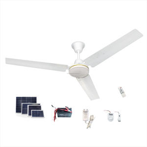 Uzaktan kumanda Ac Dc tavan vantilatörü 56 inç güneş hava soğutma tavan vantilatörü 3 GÜNEŞ PANELI ve regülatör ile Metal bıçaklar - Product Image 2
