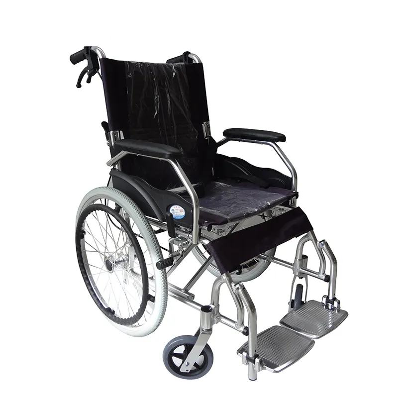 Precio al por mayor Cuidado DE LA SALUD Material ligero de aluminio Silla de ruedas manual portátil plegable para discapacitados