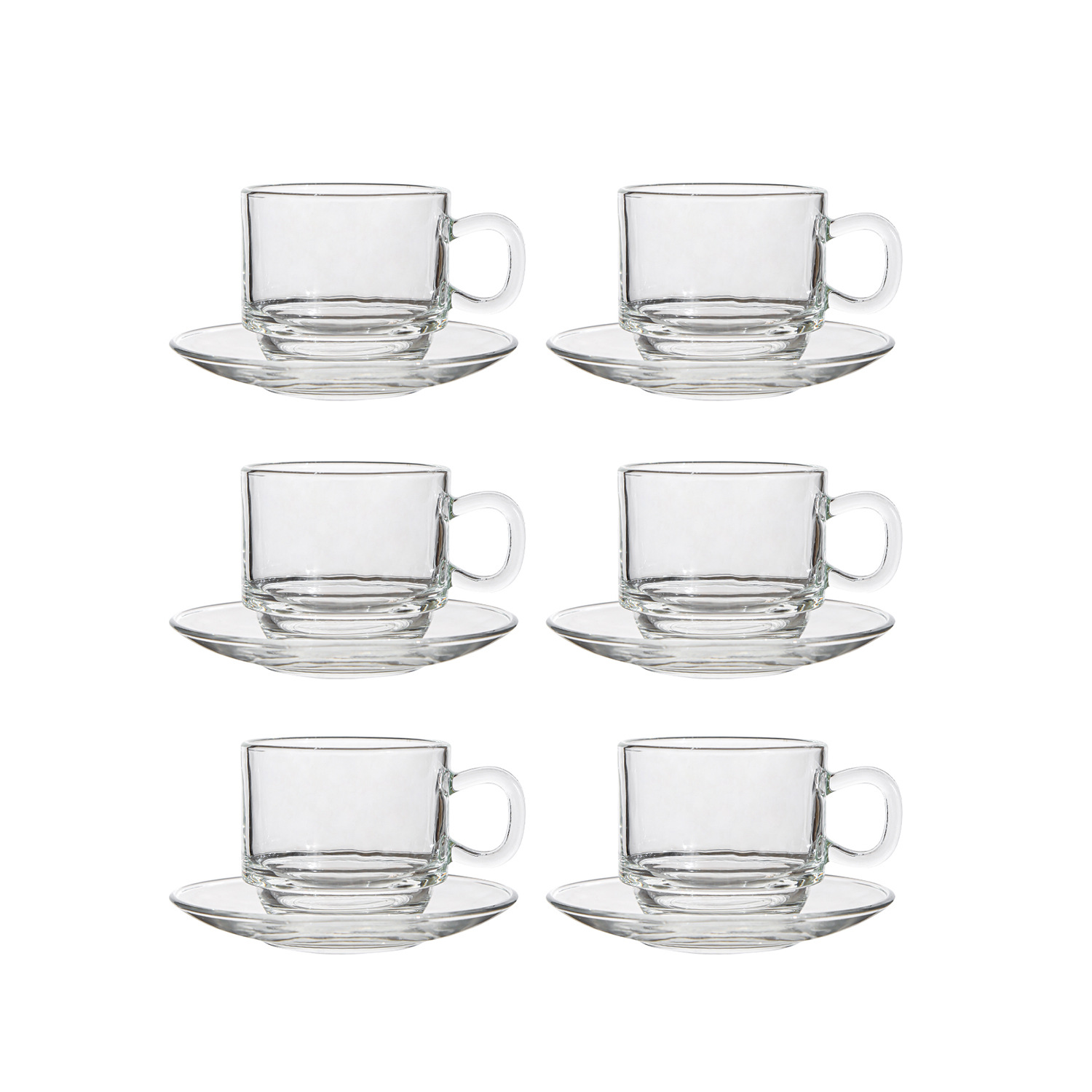 Gobelets empilables transparents - 6 gobelets, 6 assiettes