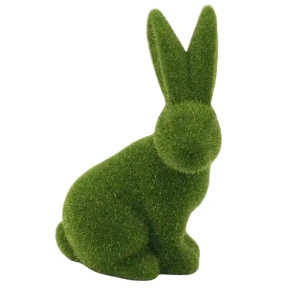 Pasqua coniglietto statue pelosi floccato in resina animale ornamenti coniglio per la casa, festa, ufficio regali e artigianato