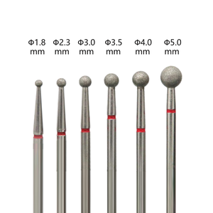 Kırmızı tırnak elmas Bur yuvarlak top elmas tırnak süsü matkap ucu manikür tırnağı freze kesicisi boyutu 1.8 2.3 3.0 3.5 4.0 5.0 - Product Image 2