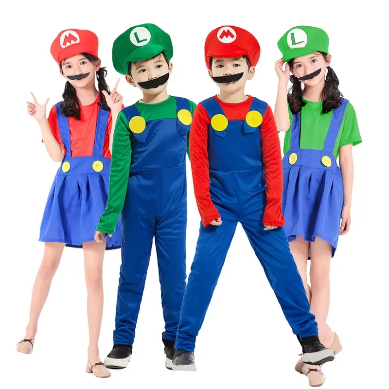 Bambini ragazzi e ragazze Super Mario Luigi Bros Cosplay in maschera per bambini di carnevale di carnevale costumi per feste