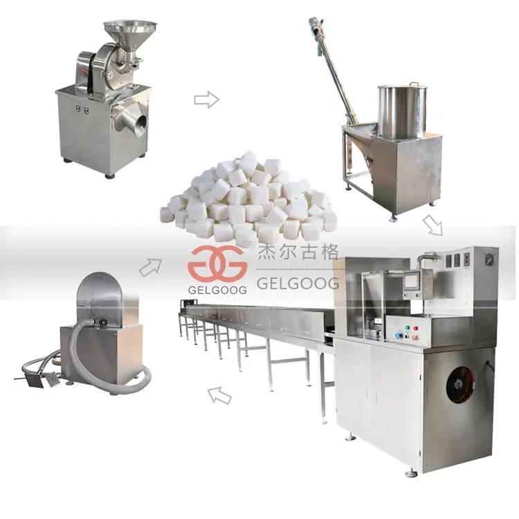 Linea di Produzione completamente Automatica Premere Froming Zucchero Semolato Cubico Making Polvere Grezza Zolletta di Zucchero Macchina