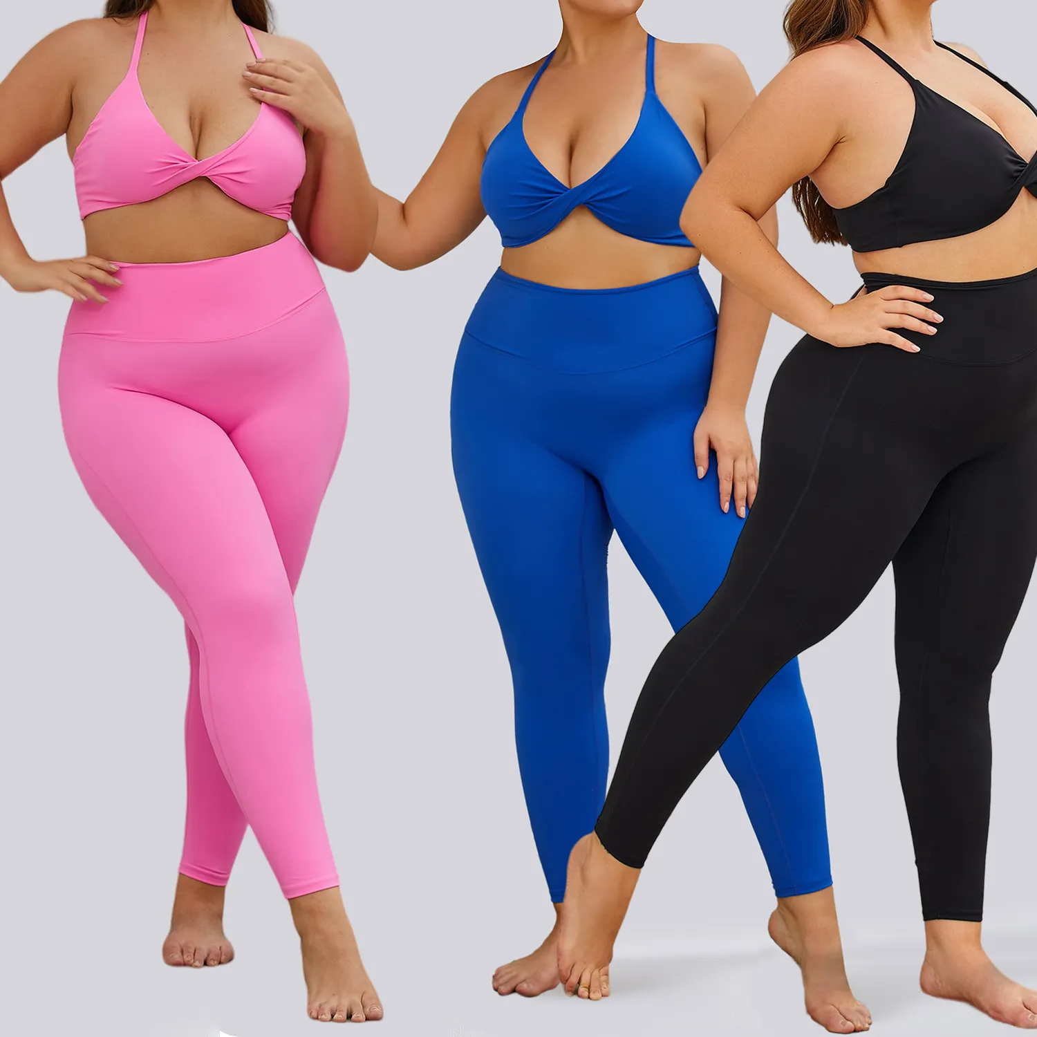 Conjuntos de ioga plus size 3xl 2 peças para mulheres, leggings de cintura alta para ioga, sutiã esportivo fitness, biquíni de costas cruzadas, secagem rápida