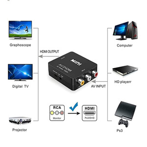 1080P Mini RCA compuesto CVBS AV A Adaptador convertidor de audio y video compatible con PAL/NTSC con cable de carga USB - Product Image 5