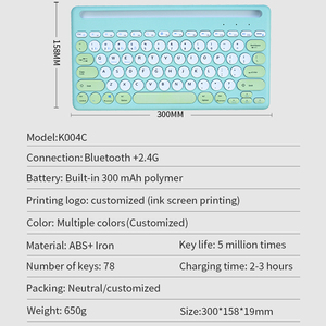 Inalámbrico BT Mini lindo teclado colorido para PC Gamer Laptop Tablet Computer Android teclado recargable - Product Image 5
