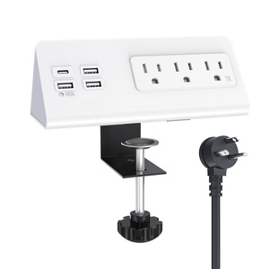 Abd standart 3 çıkışları 4 hızlı şarj USB portları ev ofis için güç şeridi üzerinde masaüstü güç şeridi komidin kelepçe - Product Image 1