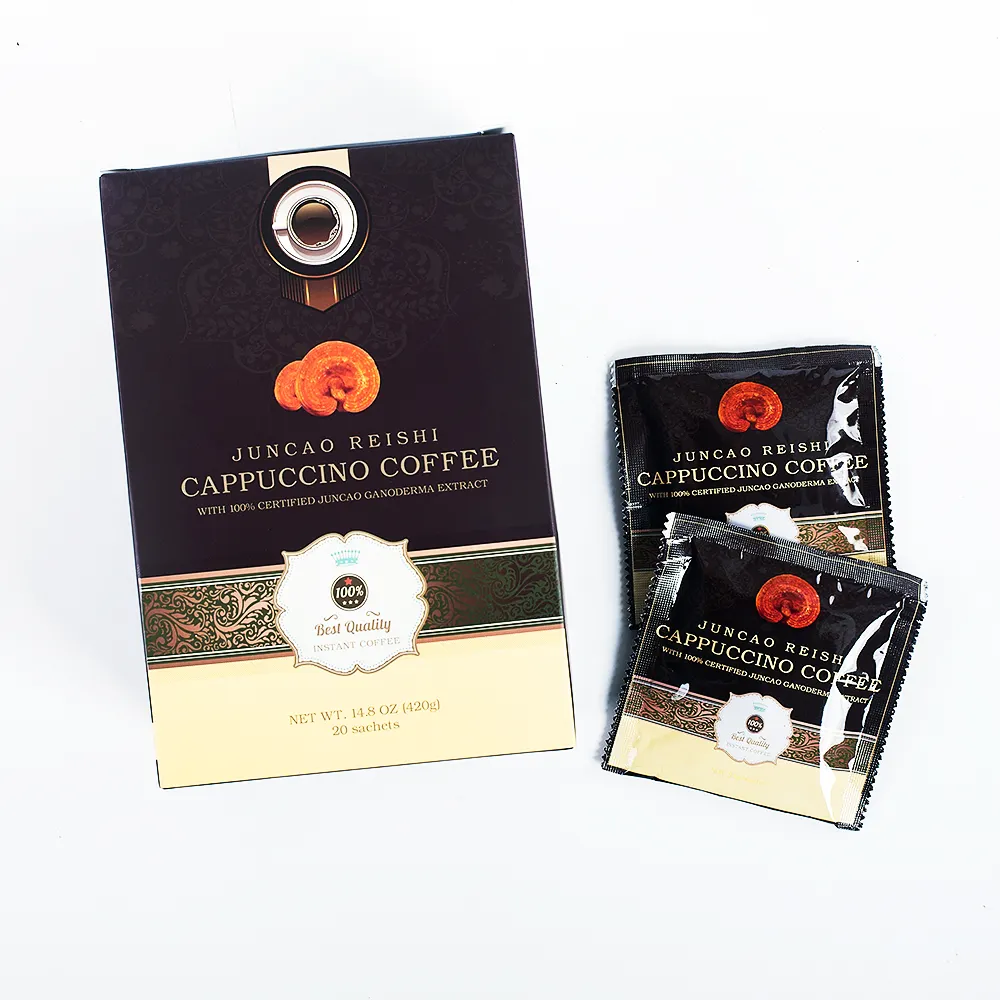 OEM özel etiket Ganoderma Cappuccino kahve anında mantar kahve özü tozu organik aslanlar Mane mantar kahve